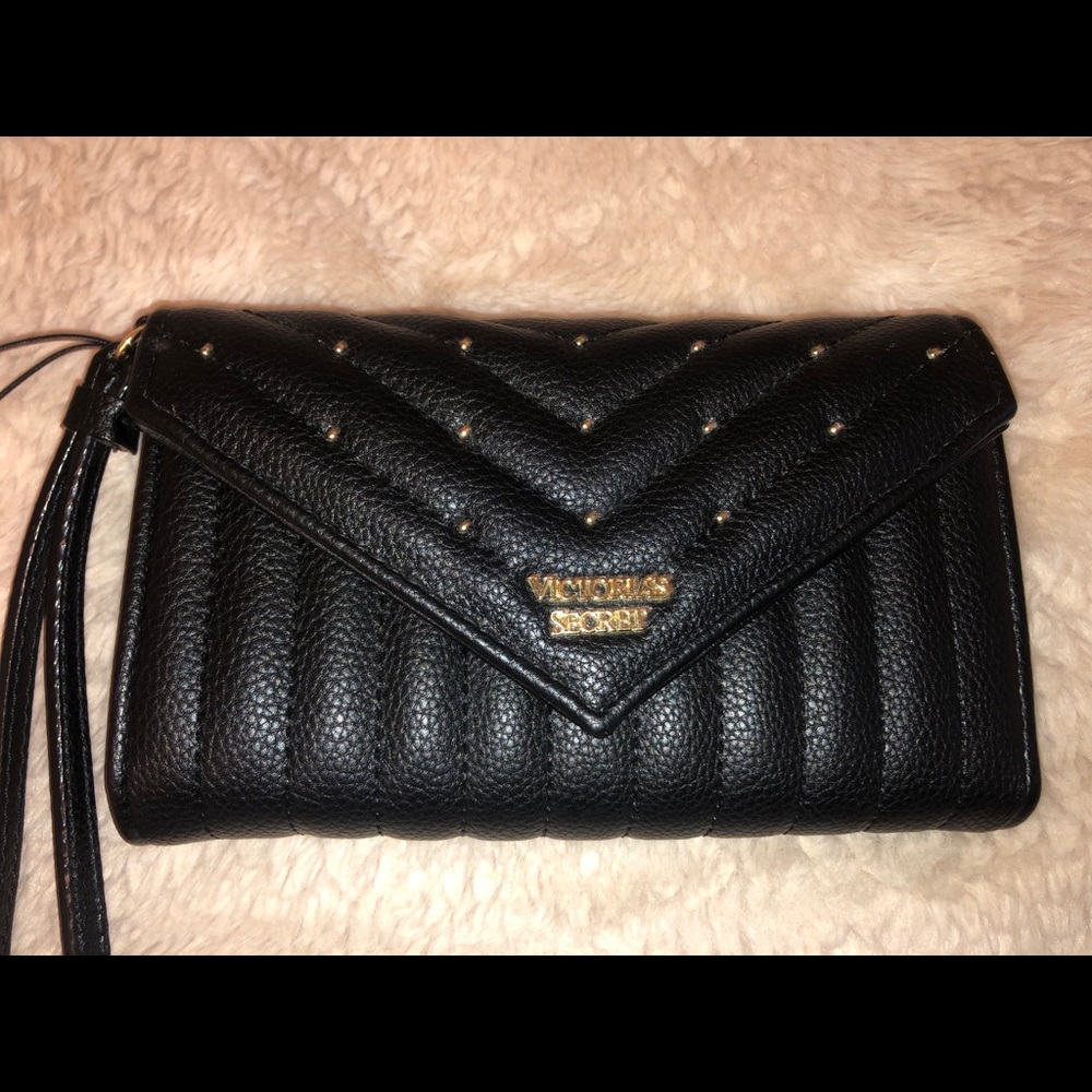VICTORIA SECRET BLACK STUDDED WRISTLET WALLET